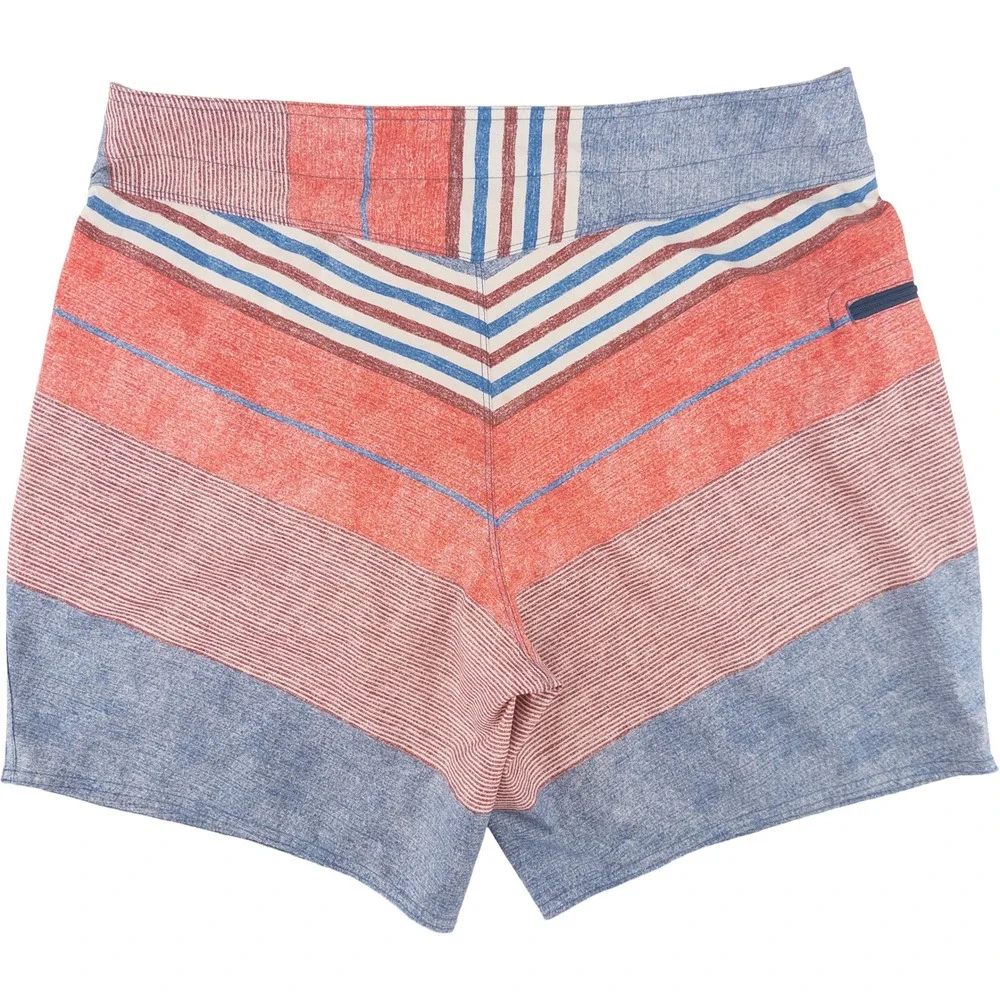 Patagonia‎ Mens 38 Board Shorts Blue Red Striped Printed Stretch Planing 86600
